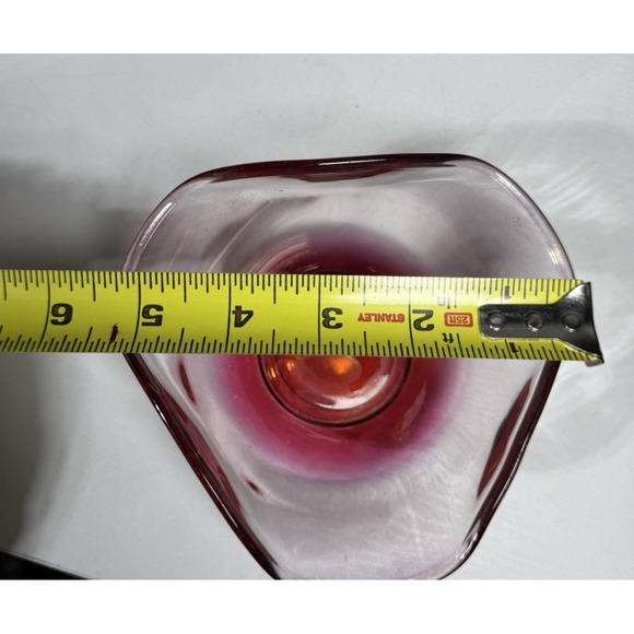 Vintage Indiana glass chip & dip tiered bowls set,graduated ruby rose-pink - Picture 9 of 10